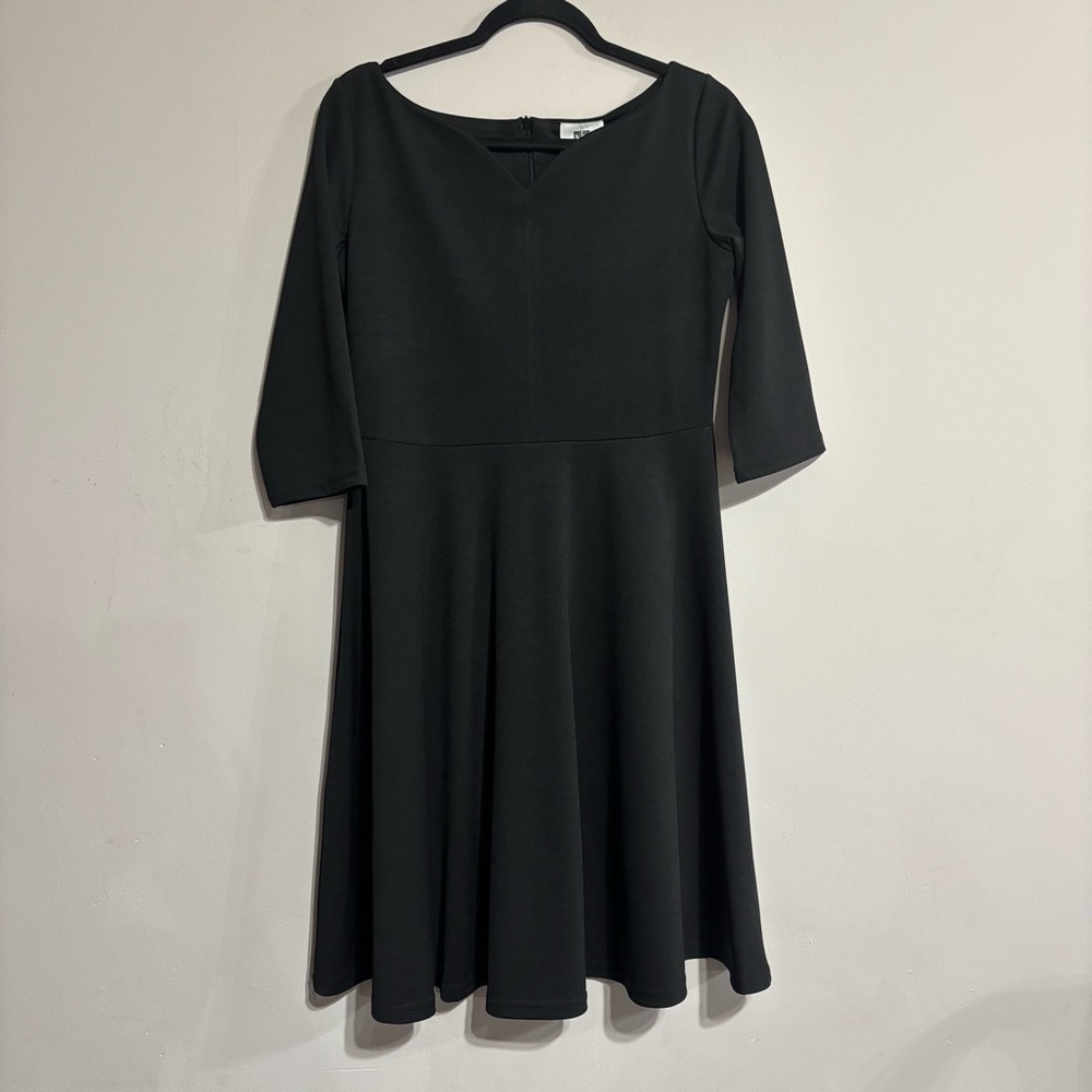 Vicky and Lucas Elegant Black Dress VL5173 Notched Neck 3/4 Sleeve Size L
